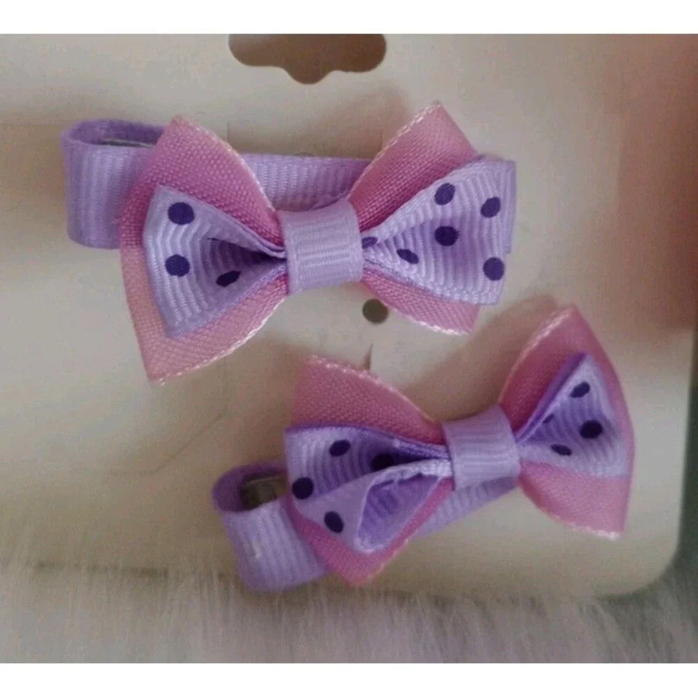 Set Girl's Hairbows & Headbands Polka Dot Theme Party School Bows NIP